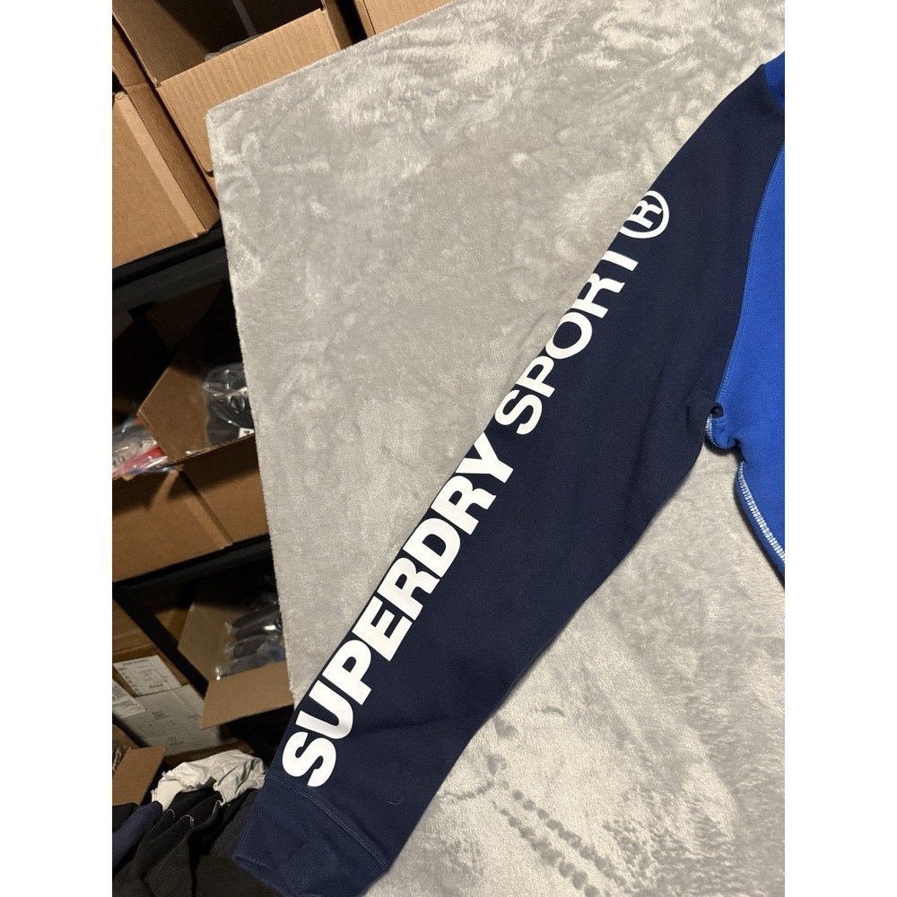 Vintage Superdry Mens Large Pullover Sweatshirt Blue Long Sleeve Gym Tech - Picture 2 of 6